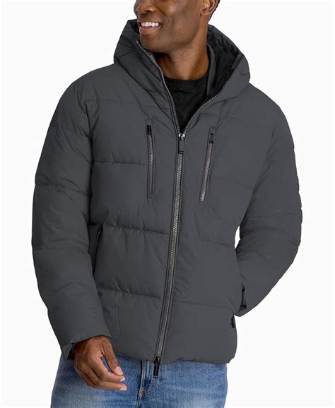 Michael Kors Men's Norwich White Hooded Puffer Hipster Jacket 